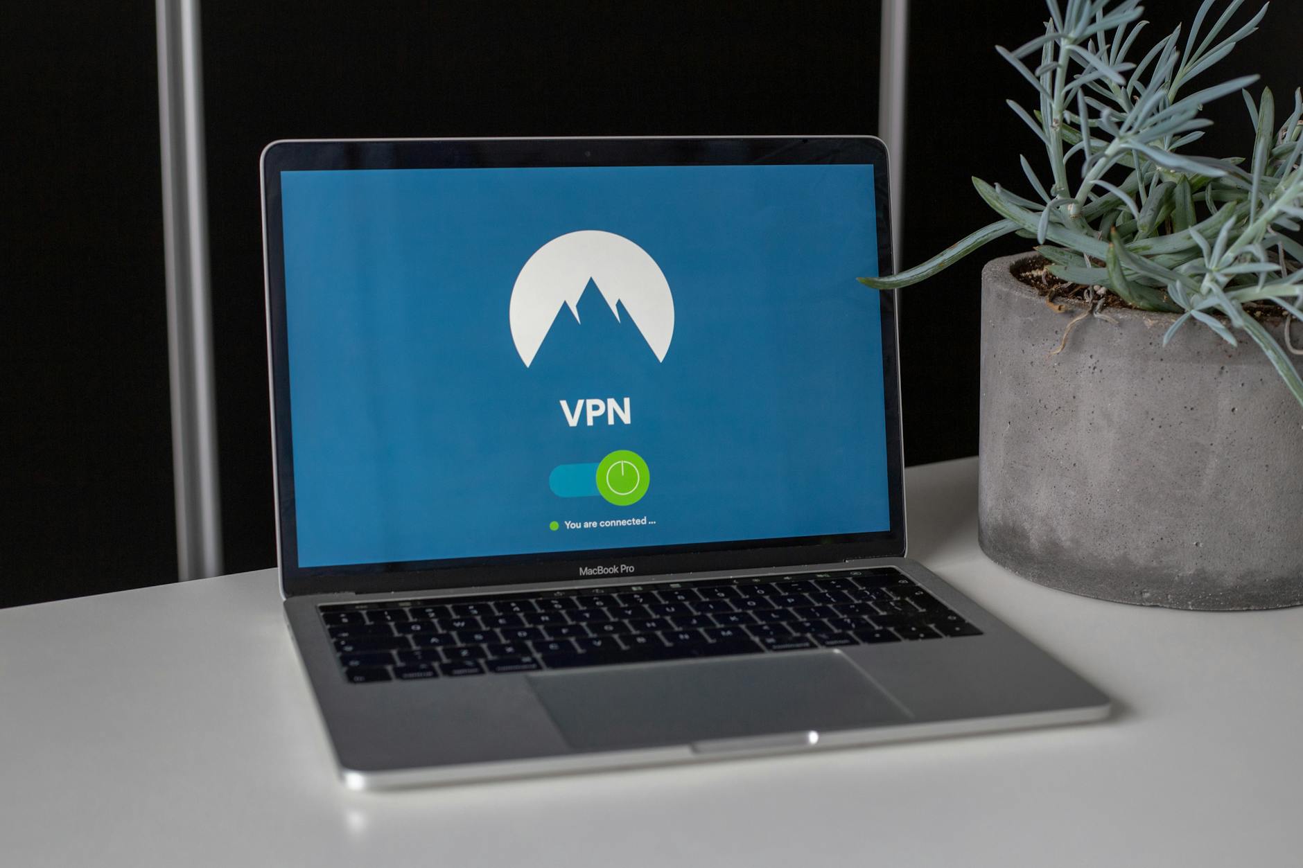 Laptop displaying a VPN interface, symbolizing secure browsing for honest, audited VPN rankings in 2026.